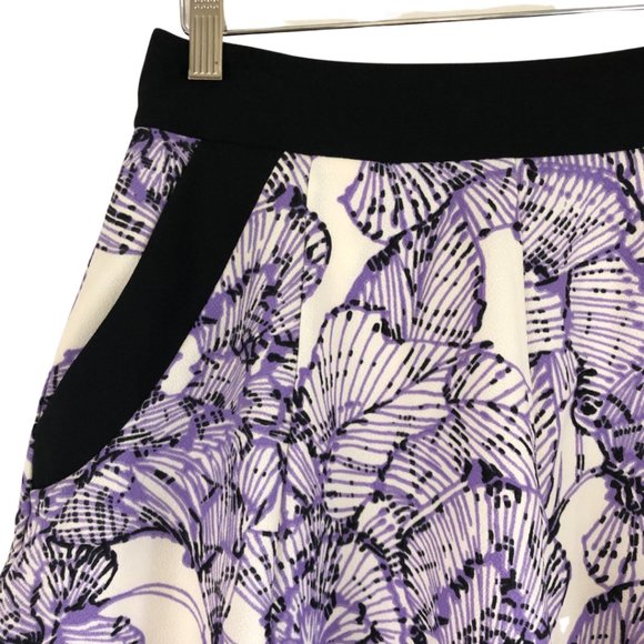Francesca Skirt Purple White Black Palm Tree Print Short Flare Lined Size Small - Picture 2 of 5